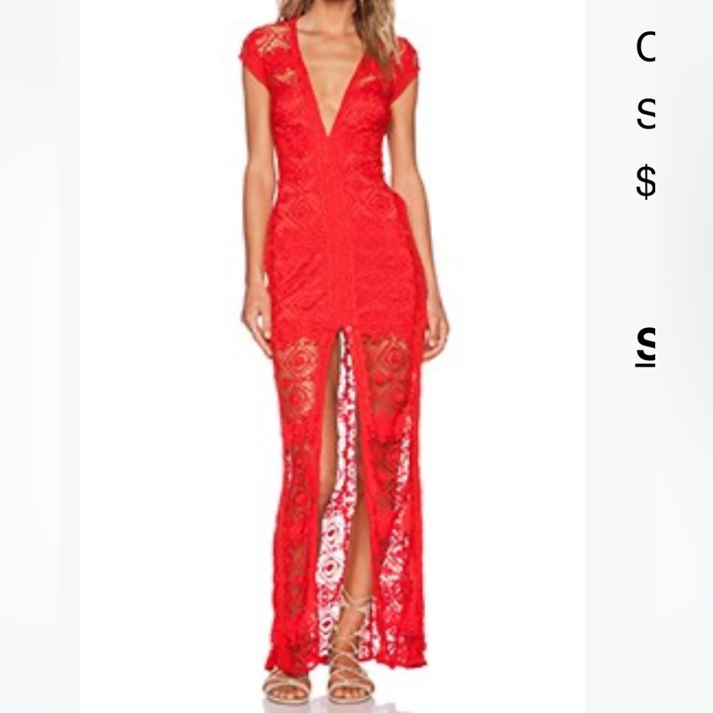 Gorgeous For Love & Lemons mariposa maxi dress in red.